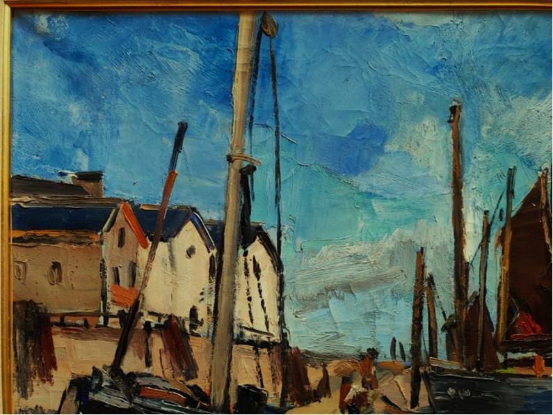 Anders Osterlind (1887-1960) Brown Sails At Tréboul 1922. Crozant School, Brittany, Bréhat-photo-3