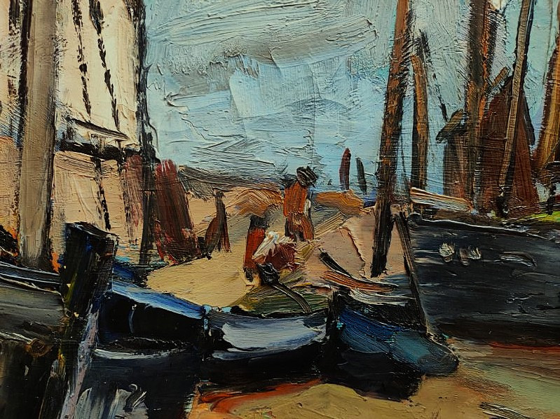 Anders Osterlind (1887-1960) Brown Sails At Tréboul 1922. Crozant School, Brittany, Bréhat-photo-5