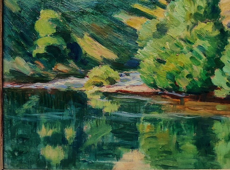 Eugène Alluaud ( 1866-1947) Bords de Creuse, dédicacé à Haviland. Ecole de Crozant, Guillaumin-photo-4