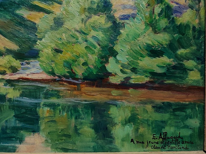 Eugène Alluaud ( 1866-1947) Bords de Creuse, dédicacé à Haviland. Ecole de Crozant, Guillaumin-photo-2
