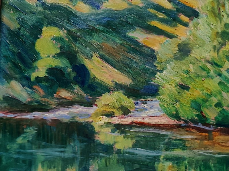 Eugène Alluaud ( 1866-1947) Bords de Creuse, dédicacé à Haviland. Ecole de Crozant, Guillaumin-photo-4