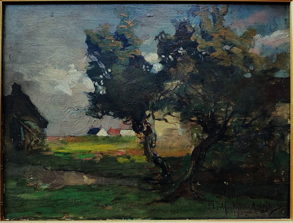 Paul Louis Martin des Amoignes (1850-1925) Paysage de campagne 1902. Nevers, Hanoteau, 19ème...-photo-2