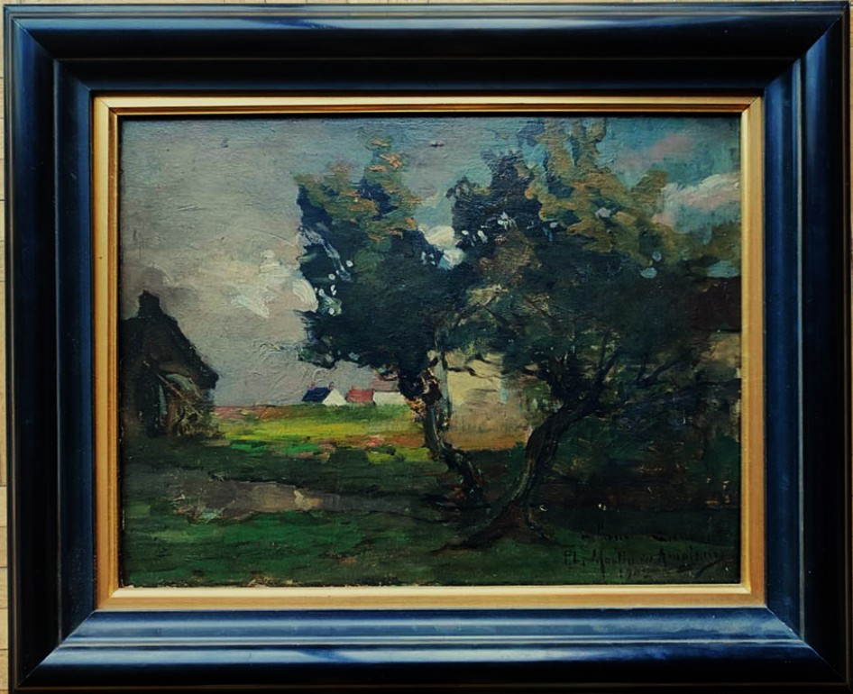 Paul Louis Martin des Amoignes (1850-1925) Paysage de campagne 1902. Nevers, Hanoteau, 19ème...
