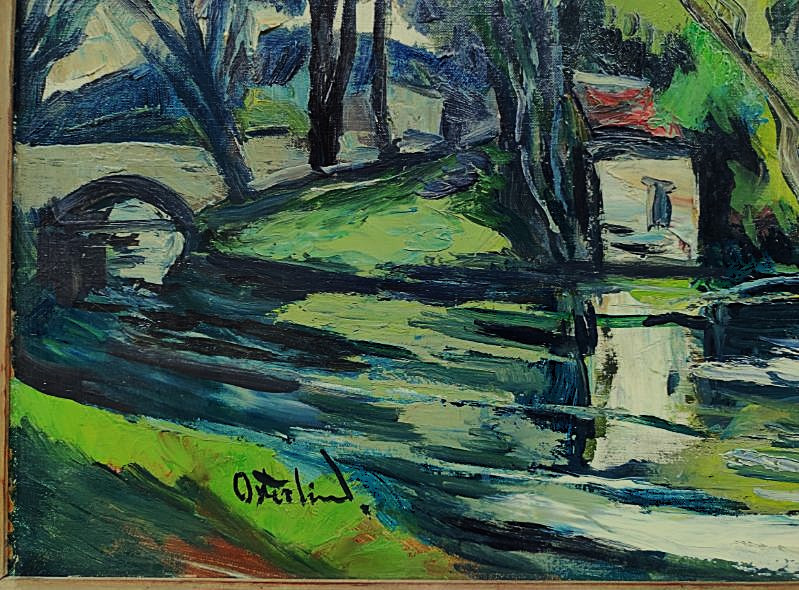 Anders Osterlind (1887-1960) Rivière et moulin 1959. Ecole de Crozant, Gargilesse, Vlaminck-photo-3