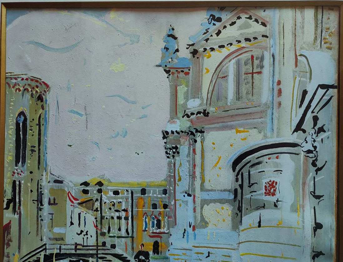 Charles Blanc (1896-1966) View Of Venice C. 1950. Limoges, School Of Crozant, Dufy, Pompidou....-photo-3