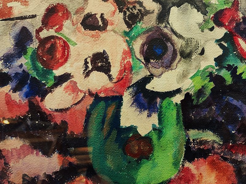 Jean-Marie Euzet (1905-1980). Bouquet d'anémones ~1925. Limoges, Bichet, musicaliste, Valensi-photo-4