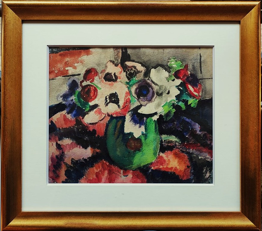 Jean-Marie Euzet (1905-1980). Bouquet d'anémones ~1925. Limoges, Bichet, musicaliste, Valensi