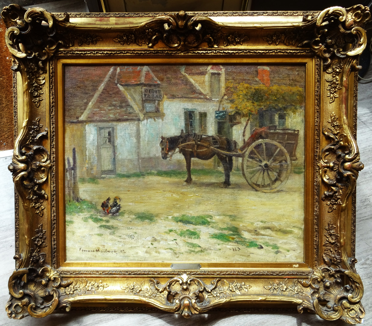 Fernand Maillaud (1863-1948) Débit de tabac à Issoudun 1902. Ecole de Crozant, Rollinat, Cheval-photo-2