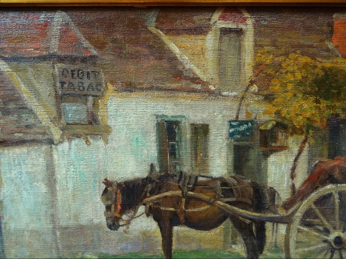 Fernand Maillaud (1863-1948) Débit de tabac à Issoudun 1902. Ecole de Crozant, Rollinat, Cheval-photo-4