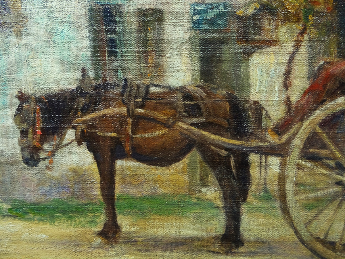 Fernand Maillaud (1863-1948) Débit de tabac à Issoudun 1902. Ecole de Crozant, Rollinat, Cheval-photo-3