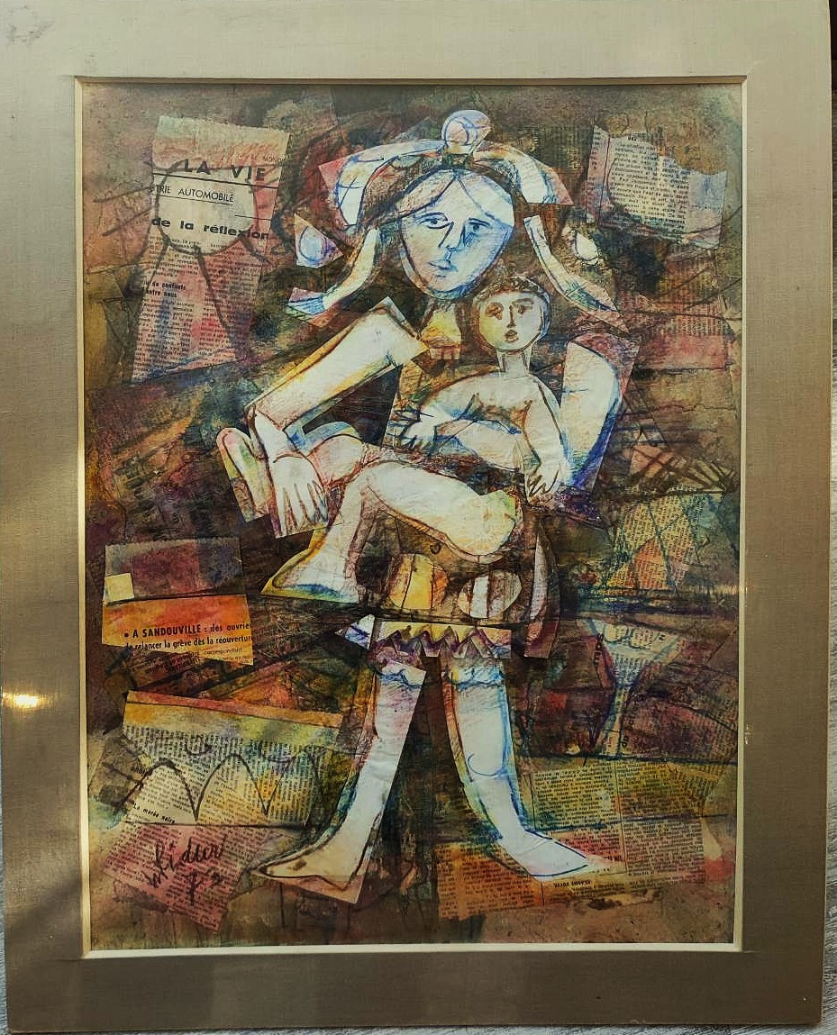 Eugène Fidler (1910-1990) 3 techniques mixtes de 1973. Vallauris, Russe, Raty, Picasso, Capron-photo-3