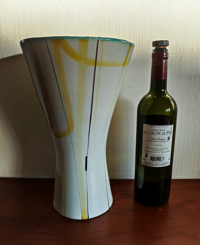 Important vase diabolo de Roger Capron ~1956 Vallauris, 31cm. Picasso, Madoura, Picault, Raty..-photo-2