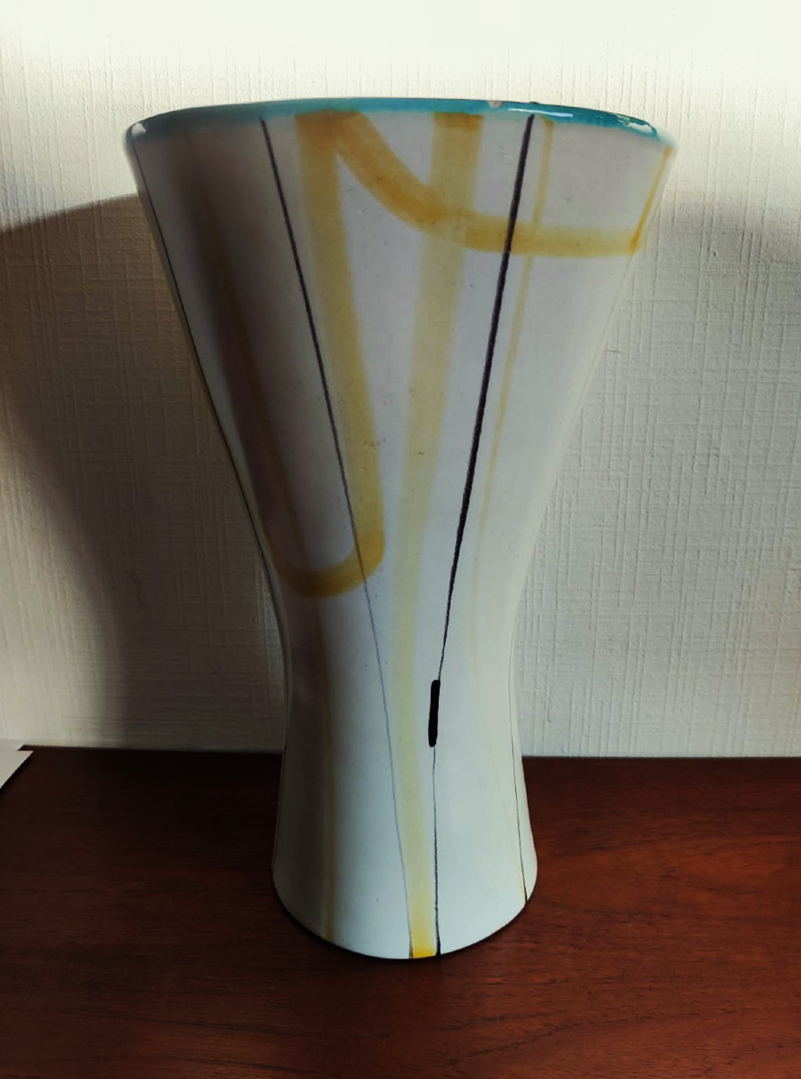 Important vase diabolo de Roger Capron ~1956 Vallauris, 31cm. Picasso, Madoura, Picault, Raty..