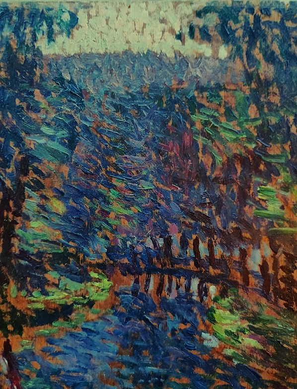 Ernest L. Bonnotte (1873-1954) Riverbank, Burgundy. Pointillism. Dubois-pillet Hayet Luce-photo-3