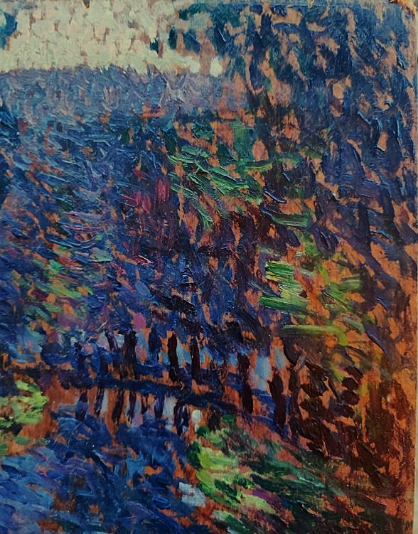 Ernest L. Bonnotte (1873-1954) Riverbank, Burgundy. Pointillism. Dubois-pillet Hayet Luce-photo-1