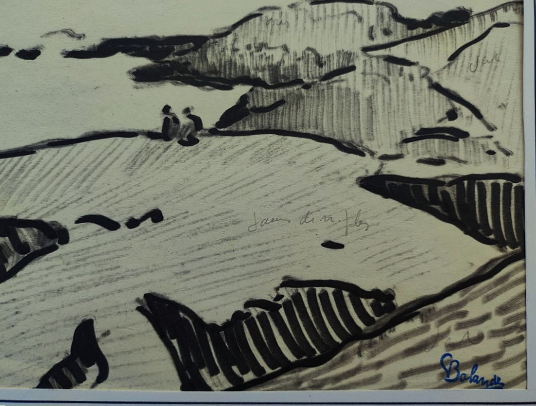 Gaston Balande (1880-1971) 2 Watercolors: Cliffs Of Lauzières And Aunis Estate. La Rochelle-photo-3