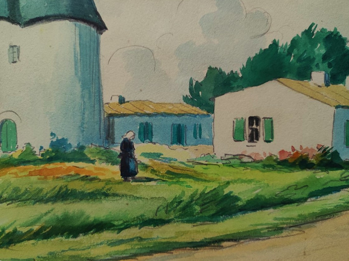 Louis Suire (1899-1987) Moulin Du Coivre Saint-pierre d'Oléron 1954. La Rochelle, Ré, Balande..-photo-3