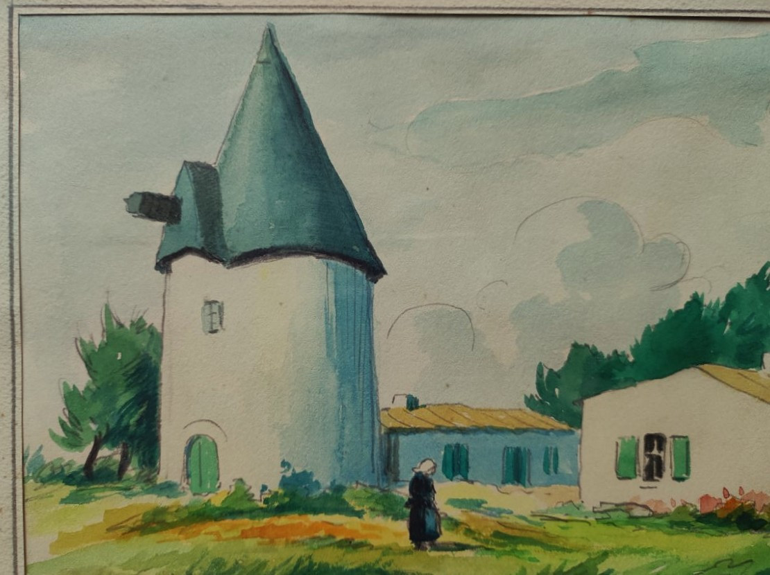 Louis Suire (1899-1987) Moulin Du Coivre Saint-pierre d'Oléron 1954. La Rochelle, Ré, Balande..-photo-4