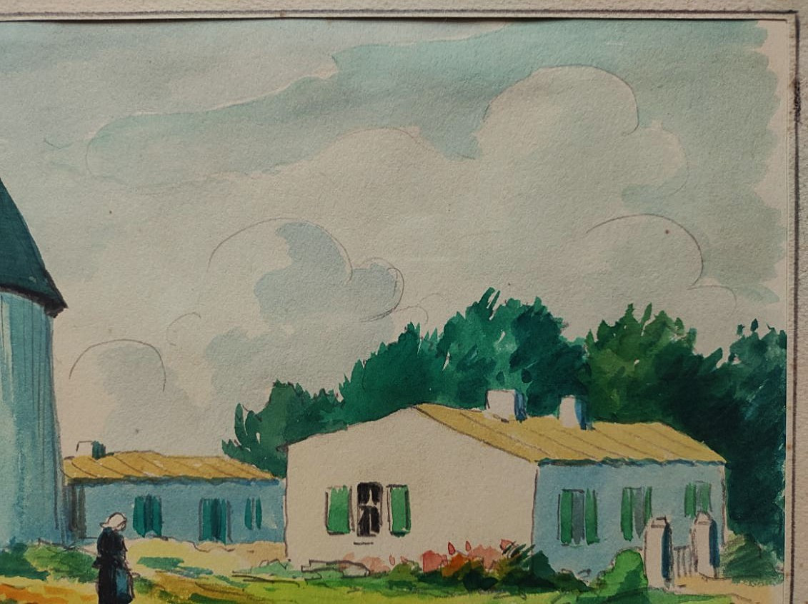 Louis Suire (1899-1987) Moulin Du Coivre Saint-pierre d'Oléron 1954. La Rochelle, Ré, Balande..-photo-1