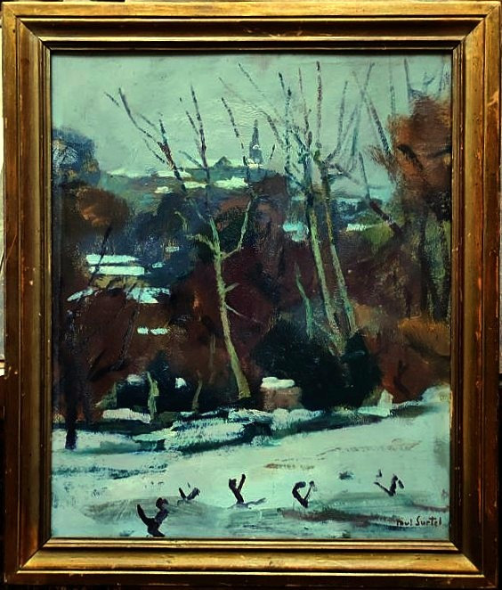 Paul Surtel (1893-1985) Carpentras sous la neige. Ecole de Crozant et Provençale, Maillaud, Rue