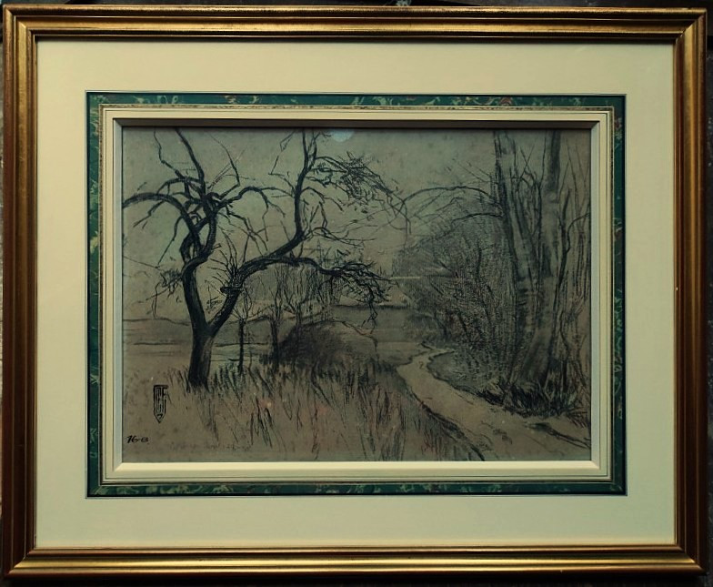 Charles Henry Fromuth (1861-1937) Lune sur Barbizon ~1895. Américain, USA, Concarneau Pont-Aven