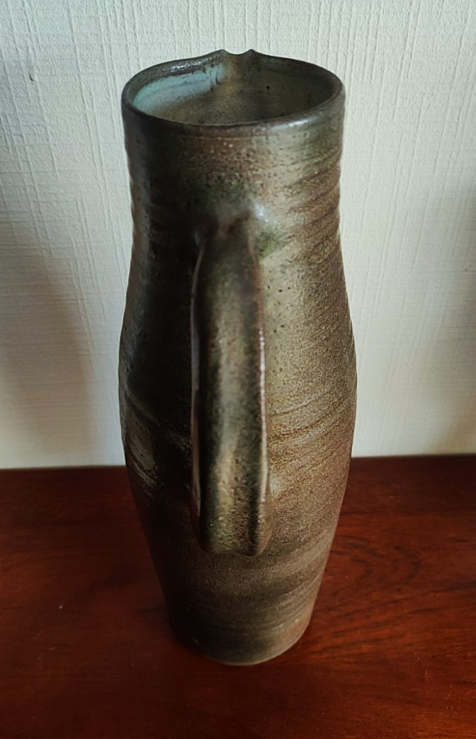 Norbert Pierlot (1919-1979) Large Pitcher Vase With Brown-green Glaze, Circa 1960. Ratilly, Jouve -photo-2