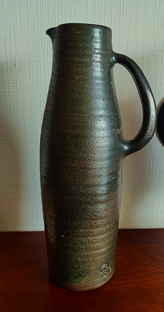 Norbert Pierlot (1919-1979) Large Pitcher Vase With Brown-green Glaze, Circa 1960. Ratilly, Jouve 