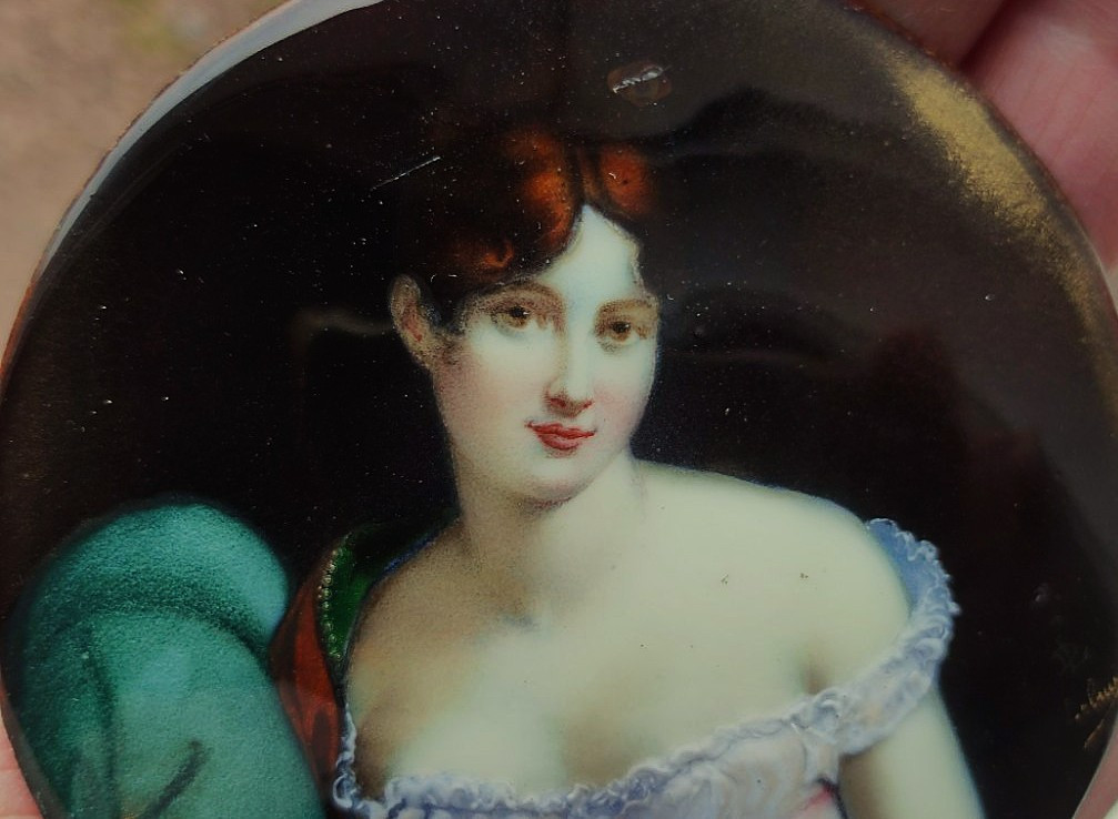 Louis Dalpayrat (1838-1901) Portrait Of A Woman C. 1880 After Lebrun In Limoges. Bourdery, Ruben-photo-3