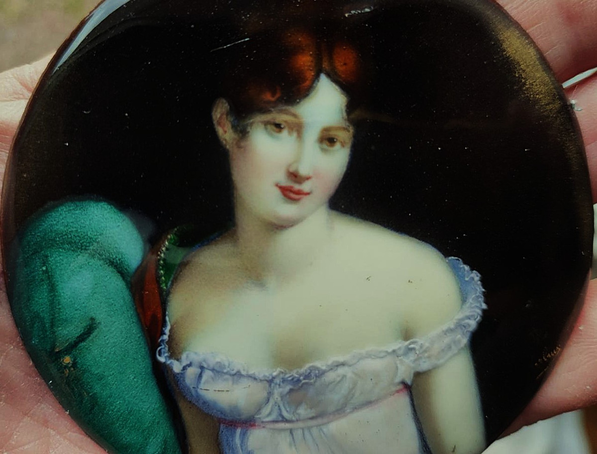 Louis Dalpayrat (1838-1901) Portrait Of A Woman C. 1880 After Lebrun In Limoges. Bourdery, Ruben-photo-4