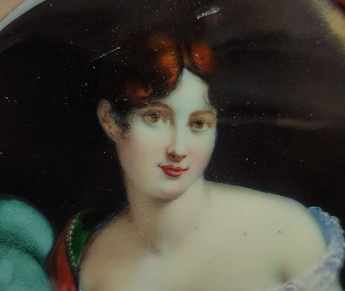 Louis Dalpayrat (1838-1901) Portrait Of A Woman C. 1880 After Lebrun In Limoges. Bourdery, Ruben-photo-2