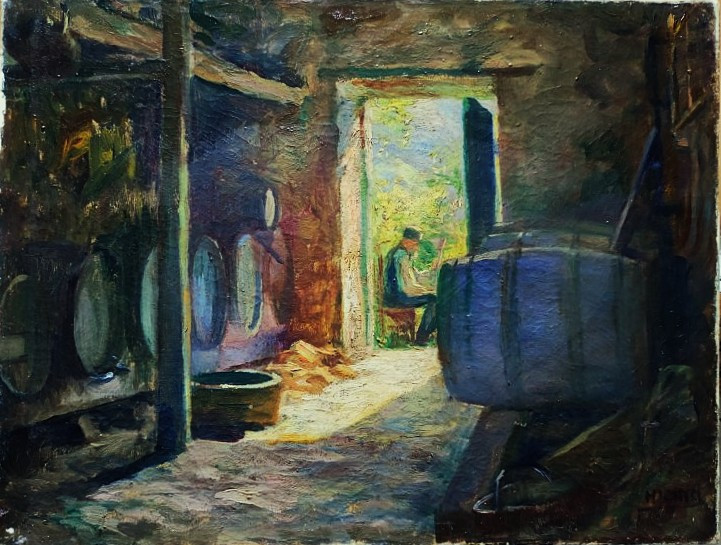 Henri Jamet (1858-1940) Winegrower In His Cellar, Gargilesse. Crozant School, Berry, Creuse, Gien-photo-2