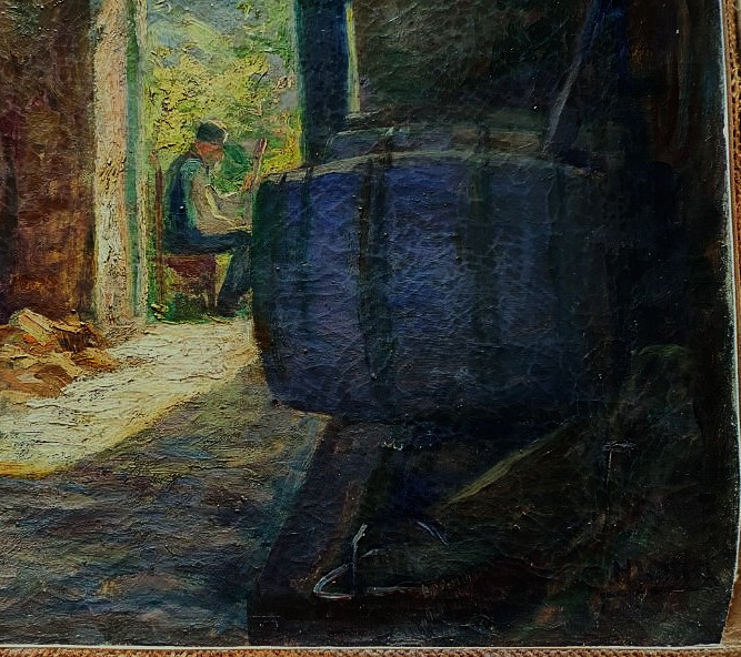 Henri Jamet (1858-1940) Winegrower In His Cellar, Gargilesse. Crozant School, Berry, Creuse, Gien-photo-3