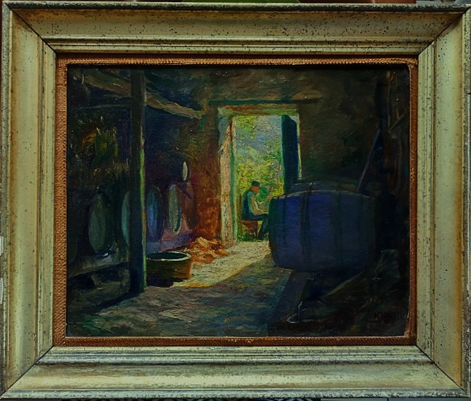 Henri Jamet (1858-1940) Winegrower In His Cellar, Gargilesse. Crozant School, Berry, Creuse, Gien