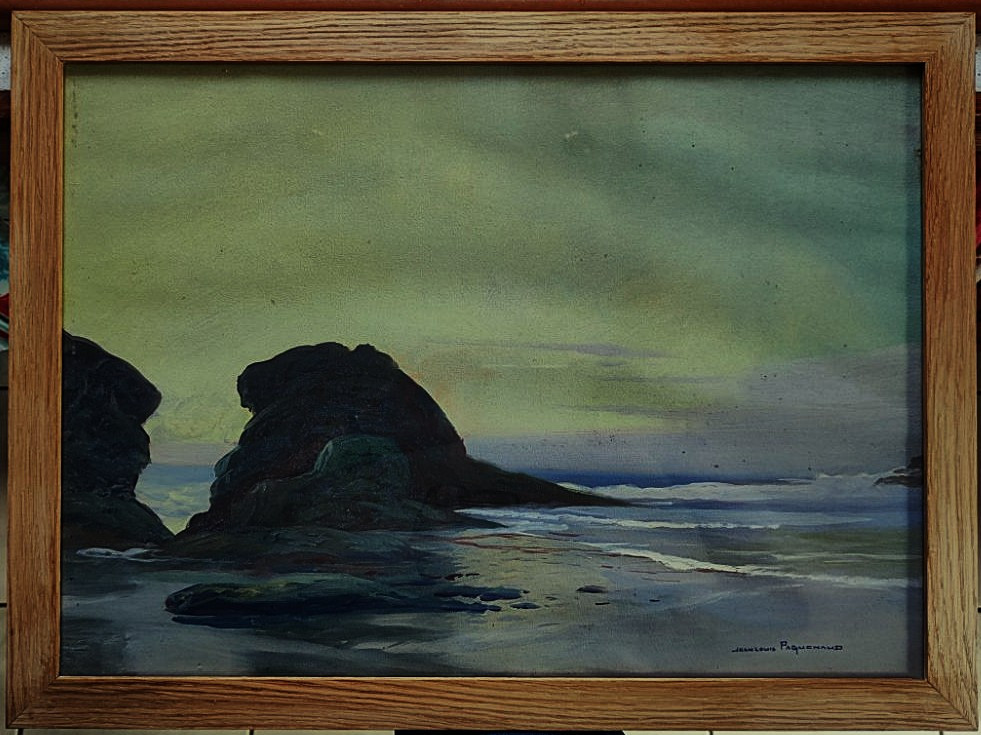 Jean Louis Paguenaud (1876-1952) Les jumeaux à Hendaye, Pays-Basque. Limoges, Marine, Espagne