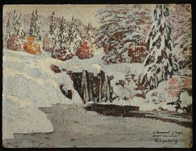 Philippe Wallet (19ème-20ème) Paysage de neige, Jura. Doubs, Roz, Fernier, Suisse, montagne.  -photo-2