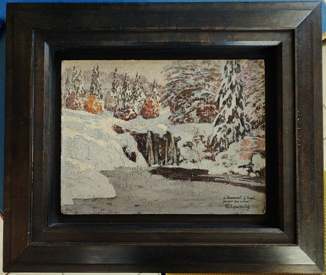 Philippe Wallet (19ème-20ème) Paysage de neige, Jura. Doubs, Roz, Fernier, Suisse, montagne.  