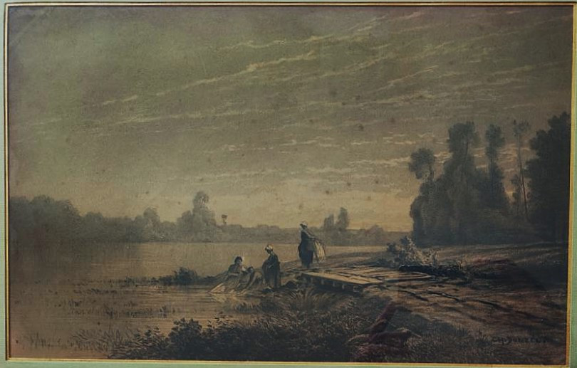 Charles Donzel (1824-1889) Lavandières, Vienne. Ecole de Crozant, Creuse, Corot, Dupré Limousin