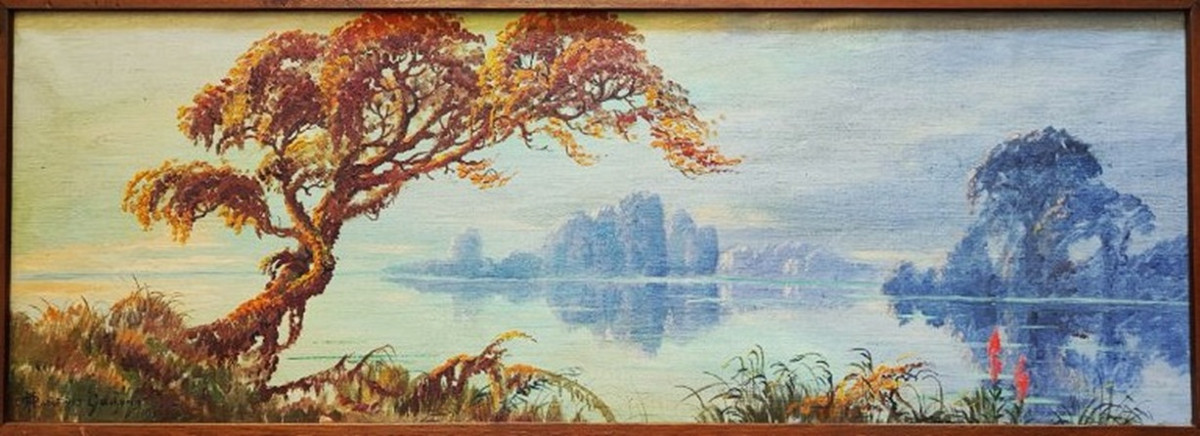 André Des Gachons 1871-1951 Paysage lacustre symboliste 1930, Berry. Ecole de Crozant, Maillaud-photo-2