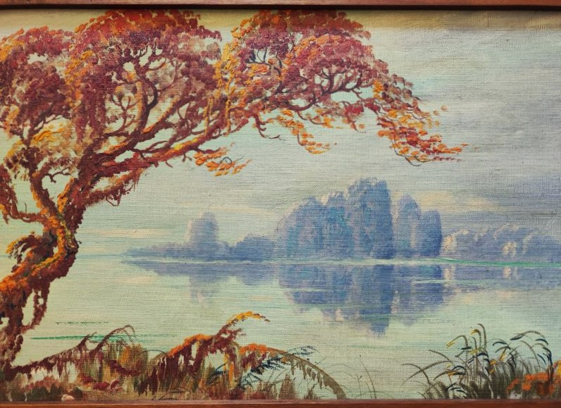 André Des Gachons 1871-1951 Paysage lacustre symboliste 1930, Berry. Ecole de Crozant, Maillaud-photo-4