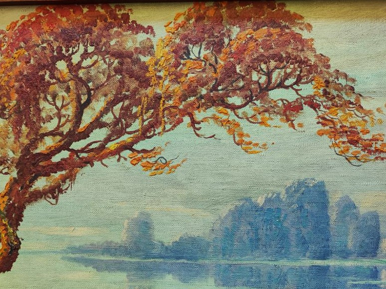 André Des Gachons 1871-1951 Paysage lacustre symboliste 1930, Berry. Ecole de Crozant, Maillaud-photo-2