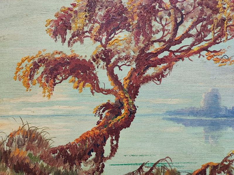 André Des Gachons 1871-1951 Paysage lacustre symboliste 1930, Berry. Ecole de Crozant, Maillaud-photo-3