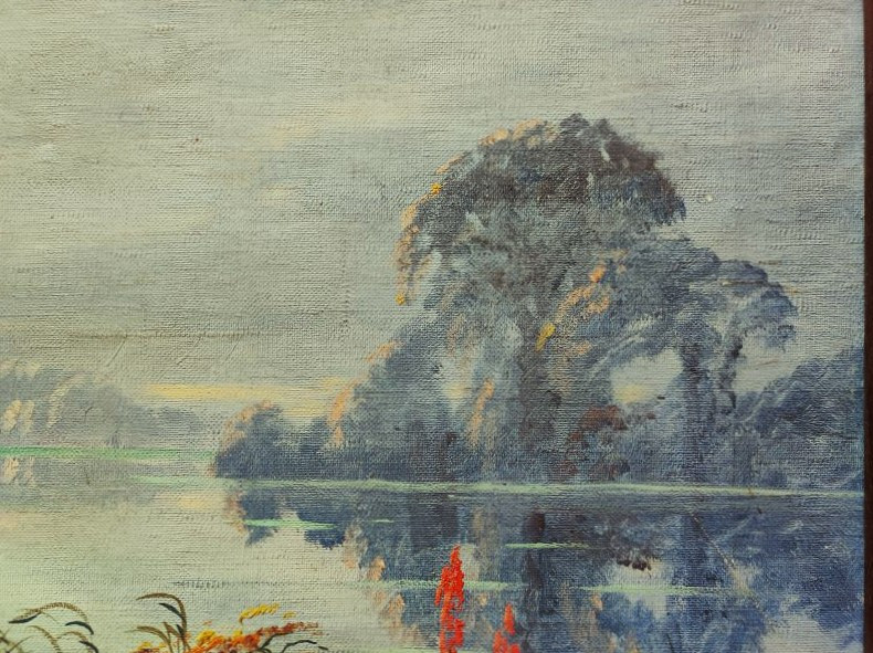 André Des Gachons 1871-1951 Paysage lacustre symboliste 1930, Berry. Ecole de Crozant, Maillaud-photo-4