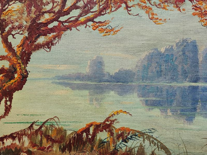 André Des Gachons 1871-1951 Paysage lacustre symboliste 1930, Berry. Ecole de Crozant, Maillaud-photo-5