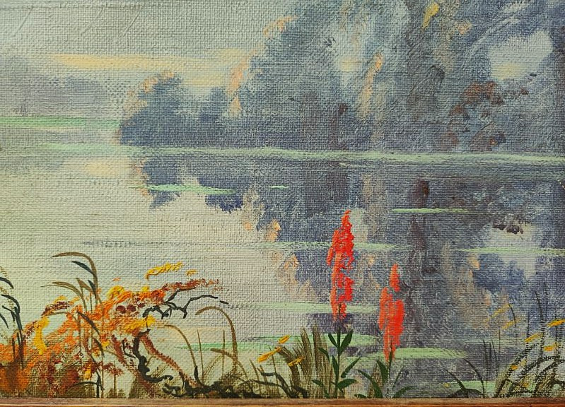 André Des Gachons 1871-1951 Paysage lacustre symboliste 1930, Berry. Ecole de Crozant, Maillaud-photo-6