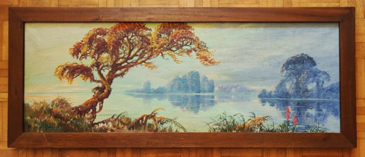 André Des Gachons 1871-1951 Paysage lacustre symboliste 1930, Berry. Ecole de Crozant, Maillaud