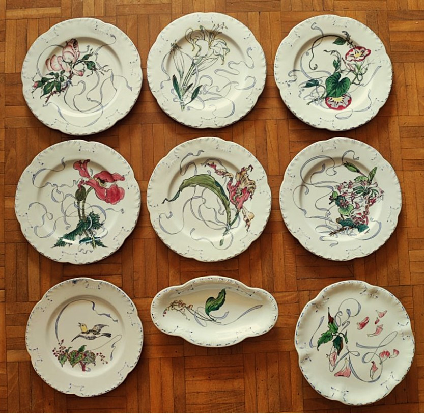 Félix Bracquemond (1833-1914) Service Fleurs et Rubans 1879 Creil et Montereau Haviland Chaplet