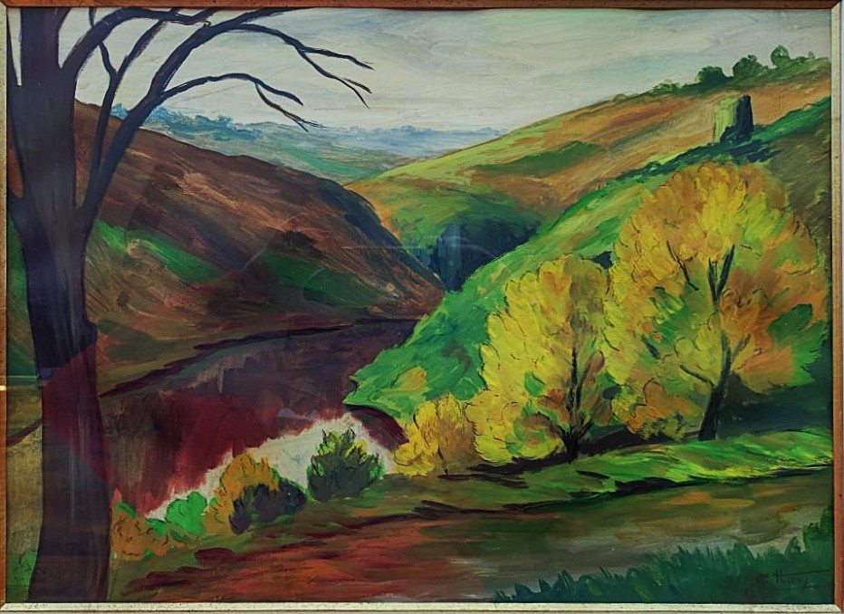 Gaston Thiery (1922-2013) Soir d'automne sur la Sedelle à Crozant. Creuse, Detroy, Fresselines-photo-3