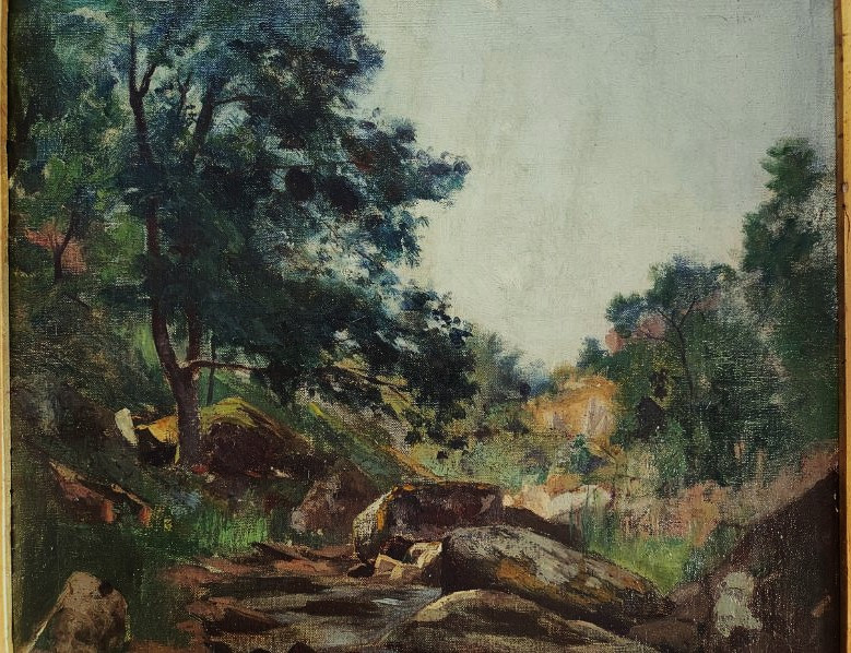 Abbé Laurent Guétal (1841-1892) Bord De Sedelle. Crozant School, Hareux, Grenoble, Dauphiné-photo-1