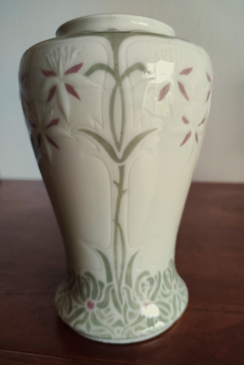 Art Nouveau Bing And Colonna Edward (1862-1948) Gda Limoges Vase Circa 1900. De Feure, Gallé Deck-photo-4