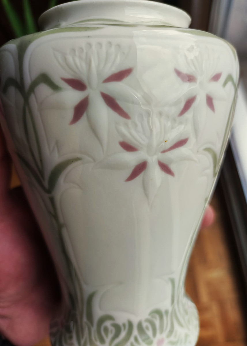 Art Nouveau Bing And Colonna Edward (1862-1948) Gda Limoges Vase Circa 1900. De Feure, Gallé Deck-photo-3